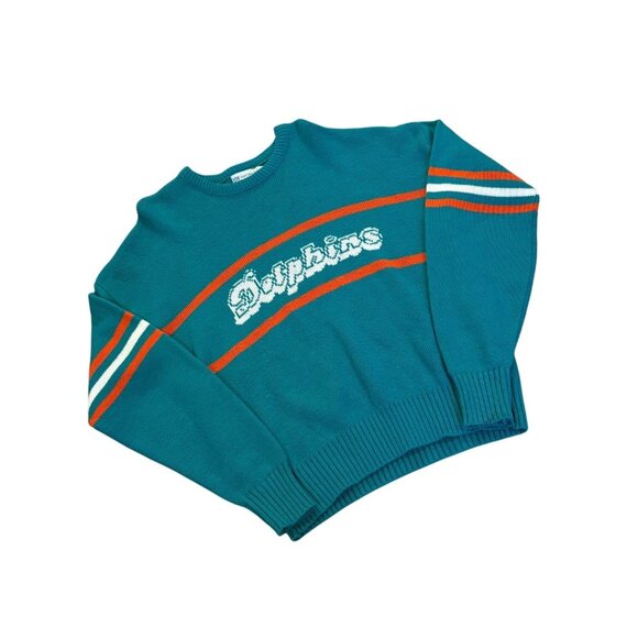 Vintage 80's Miami Dolphins NFL Cliff Engle Sweater Don Shula Teal Blue Men's XL - Picture 3 of 7